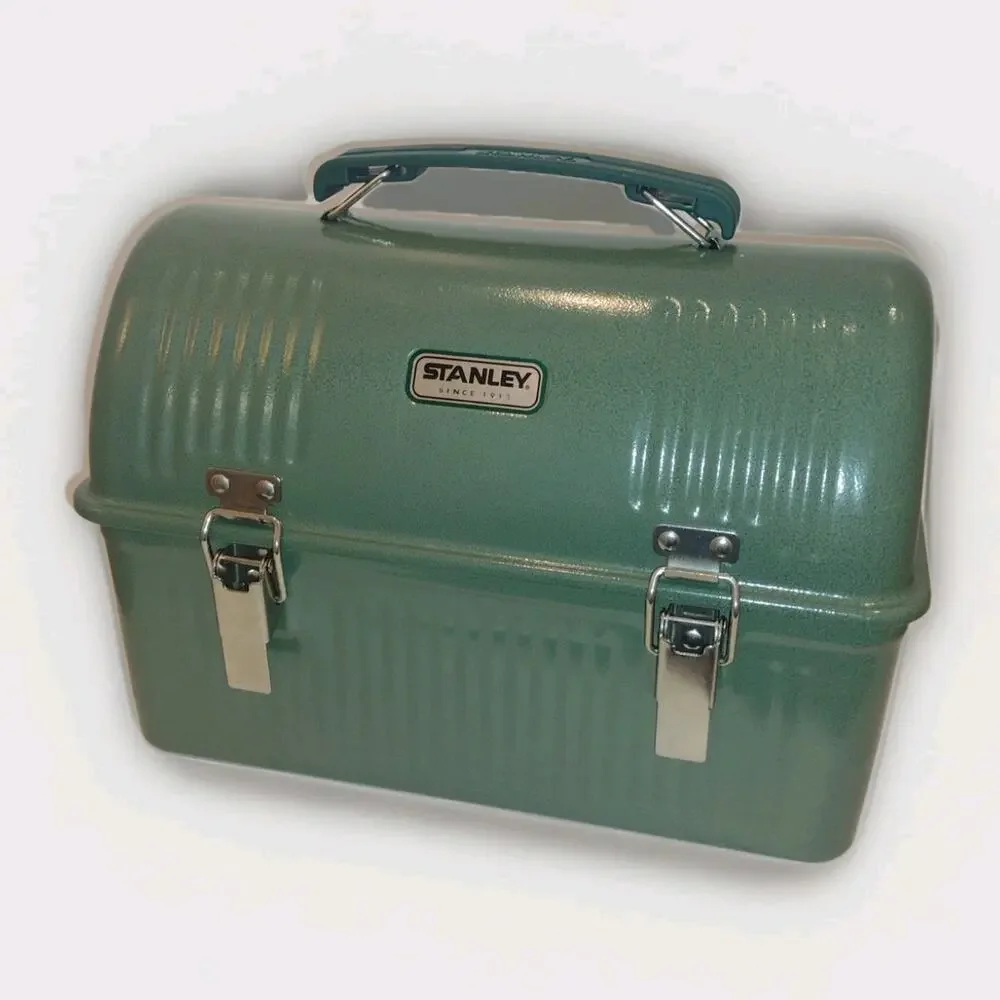 Stanley Green Metal Lunch Box 10 qt w/ Handle & Lid, Model 20-00960